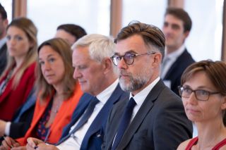 Élodie Trojanowski (LuxFactory), Debora Revoltella (Banque Européenne d'Investissement), Kris Peeters (Vice Président, Banque Européenne d'Investissement), Franz Fayot (ministre de l'Économie), Pascale Junker (Luxembourg Stratégie) (Photo: Blitz Agency)